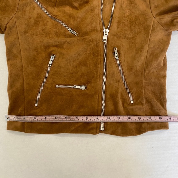 Lulu’s “Suede” With Love faux suede caramel-colored zip Moto jacket Sz Small - Picture 14 of 14